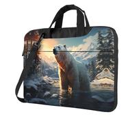 WZYWHJ Borsa per computer portatile con stampa di orso polare in inverno, con interno morbido, tasche multiple, ideale per uomini, viaggi e lavoro, Nero, 14 inch