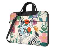 WZYWHJ Borsa per computer portatile con stampa di tigre bianca, con interno morbido, tasche multiple, ideale per uomini, viaggi e affari, Nero, 13 inch