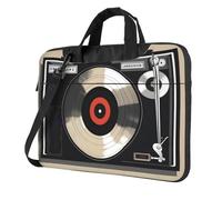 WZYWHJ Borsa per computer portatile con stampa vintage di dischi in vinile, con interno morbido, tasche multiple, ideale per uomini, viaggi e affari, Nero, 13 inch