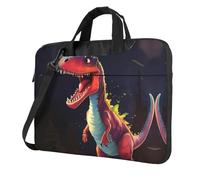 WZYWHJ Borsa per laptop con stampa di dinosauri dalla bocca grande, con interno morbido, tasche multiple, ideale per uomini, viaggi e affari, Nero, 13 inch