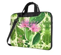 WZYWHJ Borsa per laptop con stampa di fiori e piante, con interno morbido, tasche multiple, ideale per uomini, viaggi e affari, Nero, 14 inch
