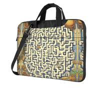 WZYWHJ Borsa per laptop con stampa di mappa del tesoro labirinto, con interno morbido, tasche multiple, ideale per uomini, viaggi e affari, Nero, 14 inch