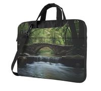 WZYWHJ Bridge over the River Pattern Ultra-sottile portatile monospalla borsa per laptop accessori per computer morbido antiurto per laptop, Nero , 14 inch