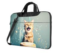 WZYWHJ Cake Battle Cat Stampe Ultra-sottile portatile monospalla borsa per laptop accessori per computer morbido antiurto per laptop, Nero , 14 inch