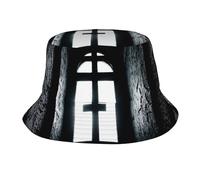 WZYWHJ Cappelli da pescatore per adulti, motivo a croce chiesa, per uomo e donna, protezione solare estiva, nero