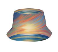 WZYWHJ Cappelli da pescatore per adulti, motivo brezza da sera costiera, per uomo e donna, protezione solare estiva, nero