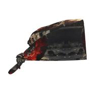 WZYWHJ Cappello da lavoro per la pulizia con stampa di cuori spezzati, cappello da chef per donne e uomini, regolabile, traspirante, nero