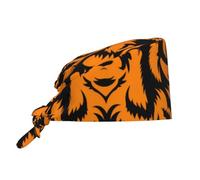WZYWHJ Cappello da lavoro per la pulizia con stampe di faccia di tigre, cappello da chef per donne e uomini, regolabile, traspirante, nero, taglia unica
