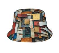 WZYWHJ Cappello da pescatore per adulti, motivo con frammenti di memoria, per uomo e donna, protezione solare estiva, nero