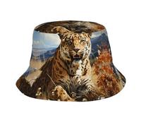 WZYWHJ Cappello da pescatore per adulti, motivo leopardo alla ricerca di prede, per uomo e donna, protezione solare estiva