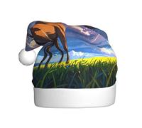 WZYWHJ Cappello di Babbo Natale per adulti per feste e feste di Natale, cerimonie annuali Cervo in pianura Stampe
