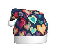 WZYWHJ Cappello di Babbo Natale per adulti per feste e feste di Natale, cerimonie annuali colorato immagine amore modello
