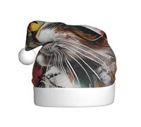 WZYWHJ Cappello di Babbo Natale per adulti per feste e feste di Natale, cerimonie annuali, motivo gatto graffiti reali