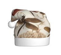 WZYWHJ Cappello di Babbo Natale per adulti per feste e feste di Natale, cerimonie annuali stampe barocche libellule