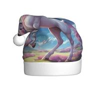 WZYWHJ Cappello di Babbo Natale per adulti per feste e feste di Natale, cerimonie annuali, stampe unicorno rosa
