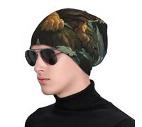 WZYWHJ Cappello lavorato a maglia, alla moda, per adulti, elegante e confortevole, per tutte le stagioni, con tigre dietro l'albero stampato nero