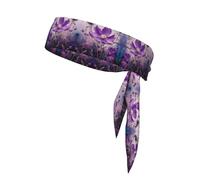 WZYWHJ Cerchietti per capelli con stampa di piccoli fiori di campo viola, cravatta sportiva, fascia per uomini e donne, fascia per capelli per corsa, allenamento e calcio