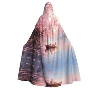 WZYWHJ Cherry Blossoms Fall Pattern Aldult Quality Cosplay Poncho con cappuccio Mantello per uomini e donne Halloween