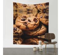 WZYWHJ Chocolate Chip Cookie Stampa Arazzo decorativo 152,4 x 129,5 cm Adatto per appendere alla parete, dormitorio, tessuti da parete