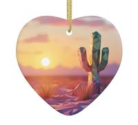 WZYWHJ Ciondolo a forma di cuore in ceramica di Natale per decorazione di festival e souvenir regalo Desert Day Pattern