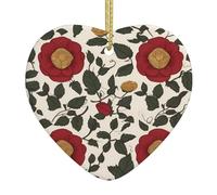 WZYWHJ Ciondolo a forma di cuore in ceramica per decorazione di festival e souvenir, motivo rosa Tudor