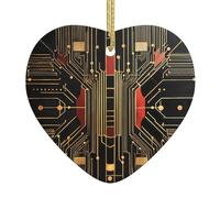 WZYWHJ Ciondolo a forma di cuore in ceramica per decorazione di festival e souvenir regalo simmetrico motivo a linee