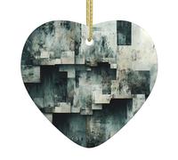 WZYWHJ Ciondolo natalizio a forma di cuore in ceramica, per decorazione di festival e souvenir, blocco regalo, stampa con frammenti