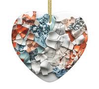 WZYWHJ Ciondolo natalizio a forma di cuore in ceramica per decorazione di festival e souvenir regalo in ceramica pixel frammenti stampe