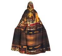 WZYWHJ Classic Vintage Cars Pattern Aldult Cosplay Poncho con cappuccio Mantello per uomini e donne Festa di Halloween