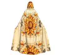 WZYWHJ Colorato Girasole Stampa Aldult Cosplay Poncho con Cappuccio Mantello per Uomini e Donne Festa di Halloween