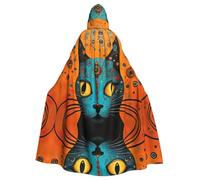 WZYWHJ Colorato testa di gatto stampa aldult Cosplay Poncho con cappuccio mantello per uomini e donne Halloween Party