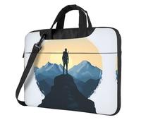 WZYWHJ Conquer the mountain Prints, borsa per laptop, con interno morbido, tasche multiple, ideale per uomini, viaggi e lavoro, Nero, 14 inch
