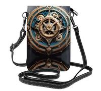 WZYWHJ Cool Steampunk Gears Pattern Leather Crossbody Flap Phone Bag - Regalo versatile per le donne passeggiate, campeggio, shopping e viaggi, nero, Taglia unica