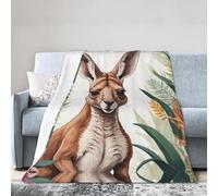 WZYWHJ Coperte 101,6 x 76,2 cm, leggera, resistente e compatta, anti-pieghe, per letto, divano, campeggio, cinema e viaggi con stampe di canguro