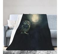 WZYWHJ Coperte 152,4 x 127 cm, leggera, resistente e compatta, anti-pieghe, per letto, divano, campeggio, cinema e viaggi, motivo: gufo al chiaro di luna