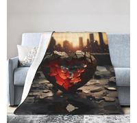 WZYWHJ Coperte 203,2 x 152,4 cm, leggera, resistente e compatta, anti-pieghe, per letto, divano, campeggio, cinema e viaggi, stampa a cuori spezzati