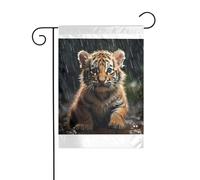 Wzywhj Cucciolo di tigre sotto la pioggia immagine estate giardino bandiera double face decorazione cortile 30,5 x 45,7 cm