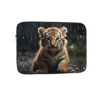 WZYWHJ Custodia per laptop da 15 pollici, con stampa di cucciolo di tigre sotto la pioggia, antiurto, portatile, per uomini e donne, viaggi d'affari, scuola, ufficio, uso quotidiano