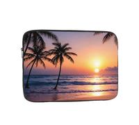 WZYWHJ Custodia portatile antiurto per laptop da 17 pollici, con stampa di palme e tramonto sulla spiaggia, per uomini e donne, viaggi d'affari, scuola, ufficio, uso quotidiano