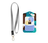 Wzywhj Custodia protettiva per badge da lavoro con stampa di procioni, custodia protettiva in pelle con cordino staccabile per appendere