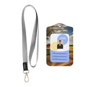 Wzywhj Custodia protettiva per badge da lavoro con stampa ranch View, custodia protettiva in pelle con set di corda staccabile per appendere