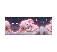 WZYWHJ Cute Baby Elephant Sleeping Pink Moon stampa Extra large gomma tastiera pad, addensato antiscivolo ufficio scrivania cuscino