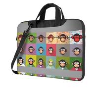 WZYWHJ Cute Monkey Pattern Ultra-sottile portatile monospalla borsa del computer accessori per computer morbido antiurto per laptop, Nero , 14 inch