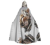 WZYWHJ Cyborg Cheetah Prints Aldult Quality Cosplay Poncho con cappuccio mantello per uomini e donne Halloween