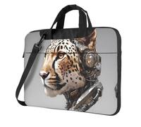 WZYWHJ Cyborg Cheetah Prints, borsa per computer portatile, con interno morbido, tasche multiple, ideale per uomini, viaggi e affari, Nero, 13 inch