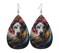 WZYWHJ Dalmata che gioca con un gomitolo di filato, orecchini da donna in pelle, semplice ciondolo a goccia d'acqua, regalo alla moda per le vacanze