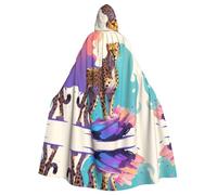WZYWHJ Data Stream Cheetah Prints Aldult Cosplay Poncho con cappuccio mantello per uomini e donne Halloween Party
