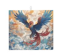 WZYWHJ Data Stream Phoenix Prints, tappetino scolapiatti per cucina: realizzato in spugna assorbente, con cordino per appenderlo, 45,7 x 40,6 cm