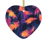 WZYWHJ Decorazione natalizia in ceramica a forma di cuore per albero da appendere all'albero, ornamenti per festival, immagine tie-dye