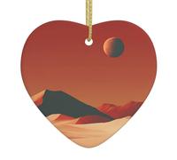 WZYWHJ Decorazione natalizia in ceramica a forma di cuore per albero da appendere, ornamenti per festival, stampe minimaliste su Marte